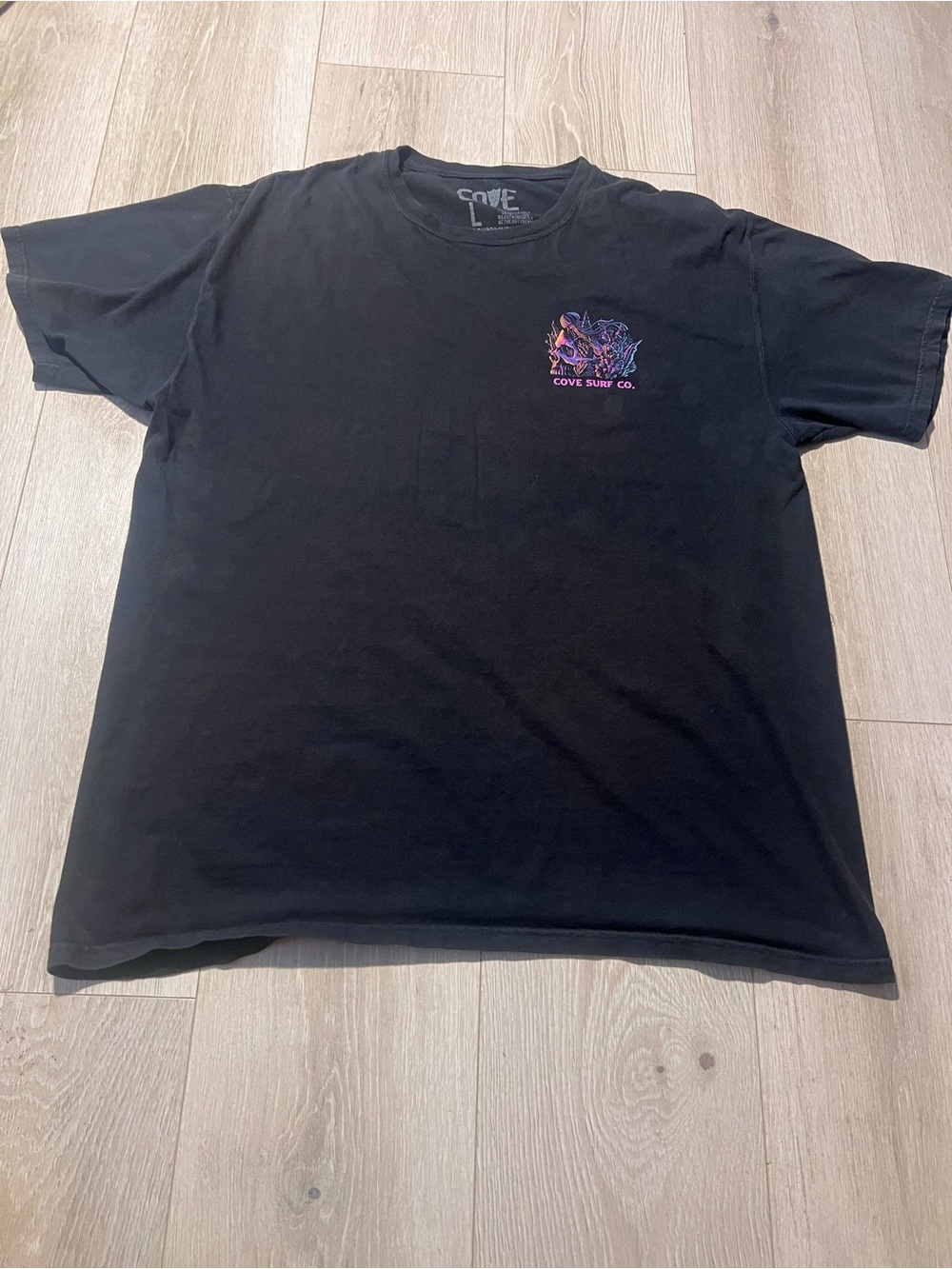Cove Black Short-Sleeve Tee with Neon Chest Graphic